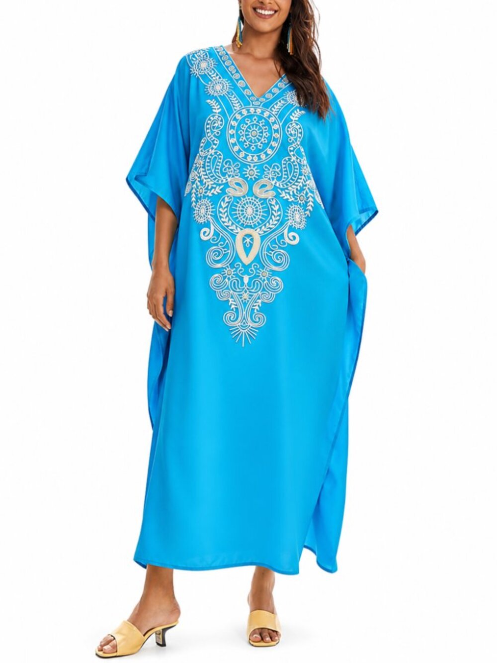 Caftan Dresses for Women Polyester Beach Cover Up Stylish Loungewear Maxi Dress